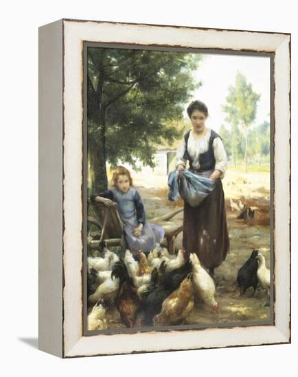 Feeding the Chickens-Julien Dupre-Framed Premier Image Canvas