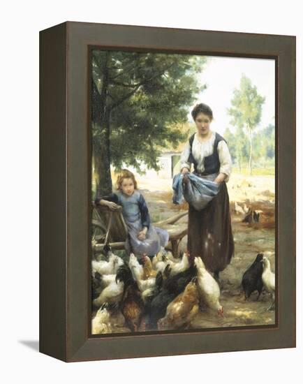 Feeding the Chickens-Julien Dupre-Framed Premier Image Canvas