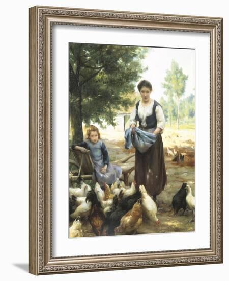 Feeding the Chickens-Julien Dupre-Framed Giclee Print