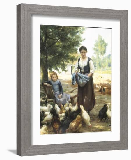 Feeding the Chickens-Julien Dupre-Framed Giclee Print