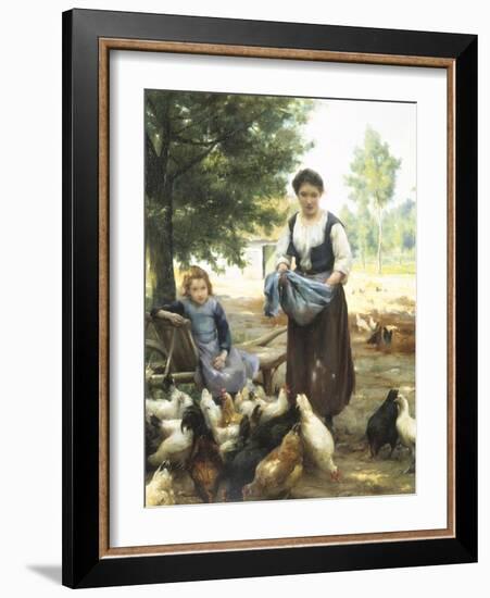 Feeding the Chickens-Julien Dupre-Framed Giclee Print