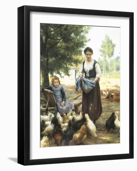 Feeding the Chickens-Julien Dupre-Framed Giclee Print