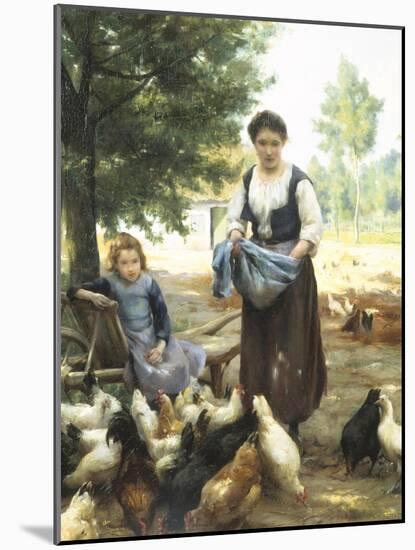 Feeding the Chickens-Julien Dupre-Mounted Giclee Print