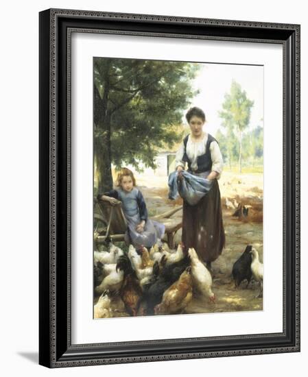 Feeding the Chickens-Julien Dupre-Framed Giclee Print