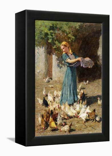Feeding the Chickens-Luigi Rossi-Framed Premier Image Canvas