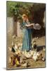 Feeding the Chickens-Luigi Rossi-Mounted Giclee Print