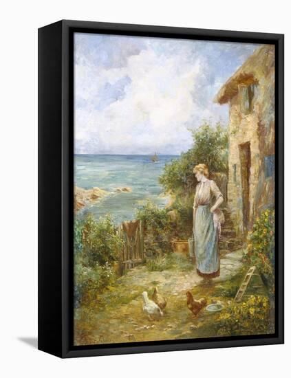 Feeding the Chickens-Ernest Walbourn-Framed Premier Image Canvas