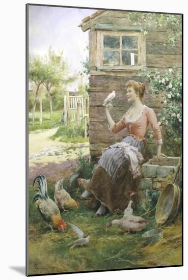 Feeding the Chickens-Alfred Augustus Glendenning-Mounted Giclee Print