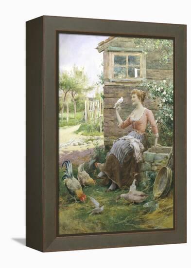 Feeding the Chickens-Alfred Augustus Glendenning-Framed Premier Image Canvas