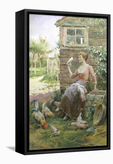 Feeding the Chickens-Alfred Augustus Glendenning-Framed Premier Image Canvas