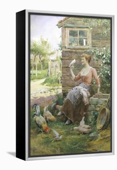 Feeding the Chickens-Alfred Augustus Glendenning-Framed Premier Image Canvas