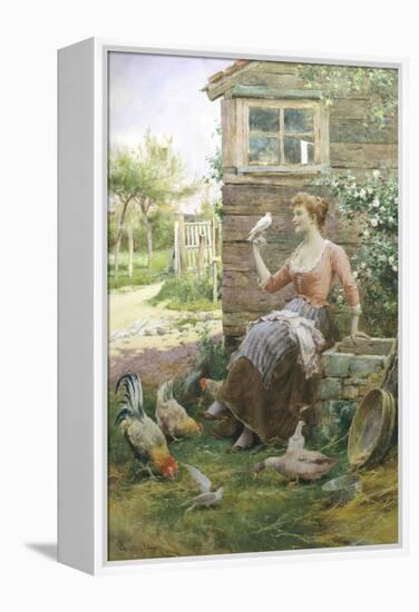 Feeding the Chickens-Alfred Augustus Glendenning-Framed Premier Image Canvas