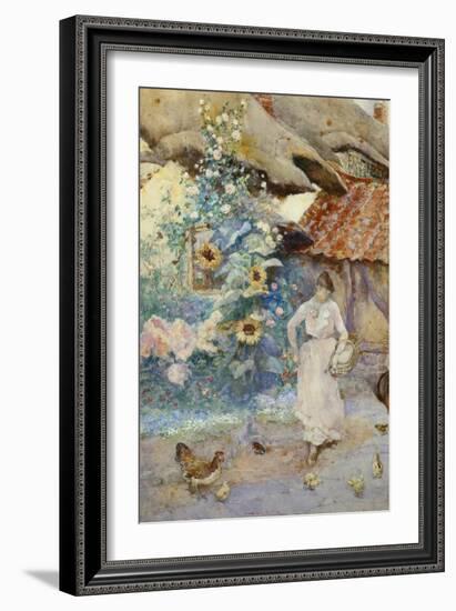 Feeding the Chickens-David Woodlock-Framed Giclee Print