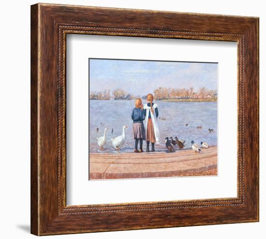 Feeding the Ducks-Paula Nightingale-Framed Art Print