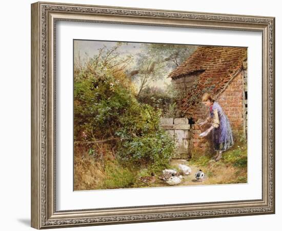 Feeding the Ducks-Myles Birket Foster-Framed Giclee Print