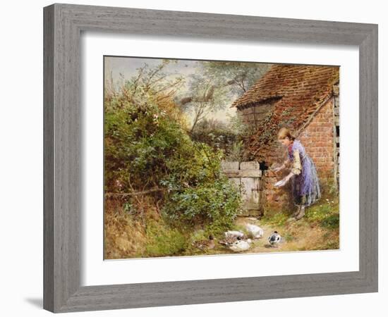 Feeding the Ducks-Myles Birket Foster-Framed Giclee Print