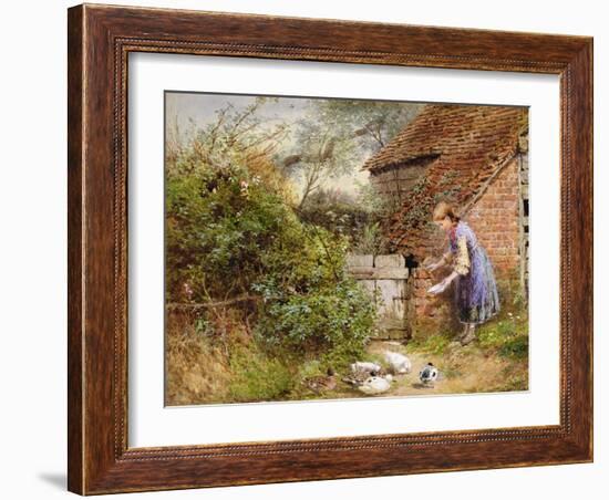 Feeding the Ducks-Myles Birket Foster-Framed Giclee Print