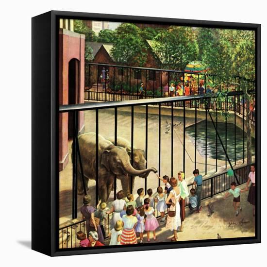 "Feeding the Elephants", July 25, 1953-John Clymer-Framed Premier Image Canvas