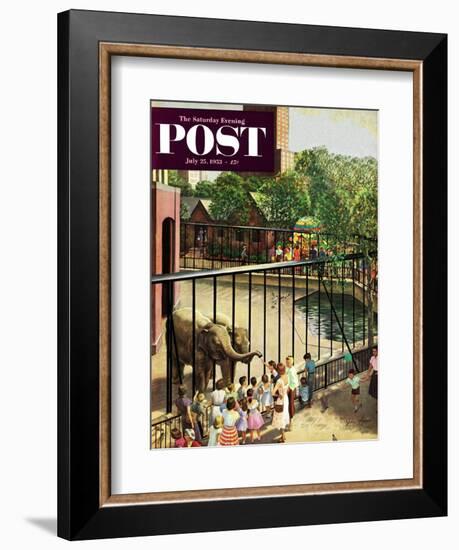 "Feeding the Elephants" Saturday Evening Post Cover, July 25, 1953-John Clymer-Framed Giclee Print