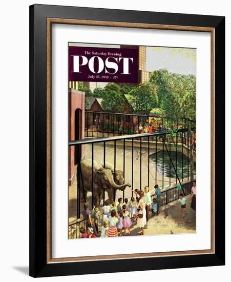 "Feeding the Elephants" Saturday Evening Post Cover, July 25, 1953-John Clymer-Framed Giclee Print