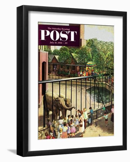 "Feeding the Elephants" Saturday Evening Post Cover, July 25, 1953-John Clymer-Framed Giclee Print