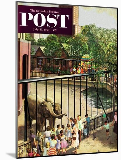 "Feeding the Elephants" Saturday Evening Post Cover, July 25, 1953-John Clymer-Mounted Giclee Print