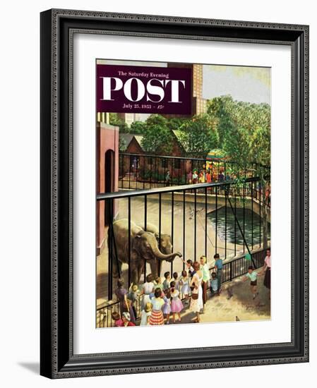 "Feeding the Elephants" Saturday Evening Post Cover, July 25, 1953-John Clymer-Framed Giclee Print