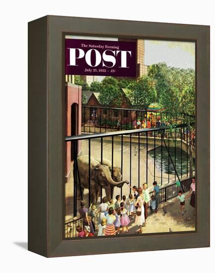 "Feeding the Elephants" Saturday Evening Post Cover, July 25, 1953-John Clymer-Framed Premier Image Canvas