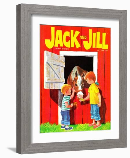 Feeding the Horse - Jack and Jill, July 1966-Beth Krush-Framed Giclee Print