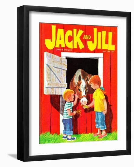 Feeding the Horse - Jack and Jill, July 1966-Beth Krush-Framed Giclee Print