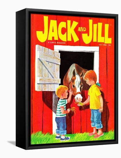 Feeding the Horse - Jack and Jill, July 1966-Beth Krush-Framed Premier Image Canvas