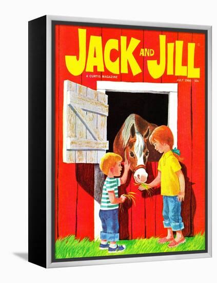 Feeding the Horse - Jack and Jill, July 1966-Beth Krush-Framed Premier Image Canvas