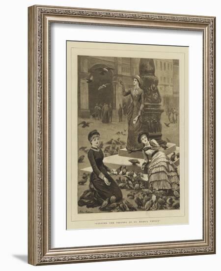 Feeding the Pigeons of St Mark's, Venice-Arthur Hopkins-Framed Giclee Print