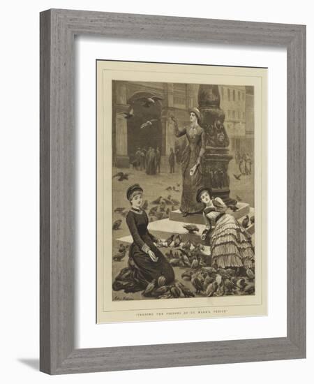 Feeding the Pigeons of St Mark's, Venice-Arthur Hopkins-Framed Giclee Print