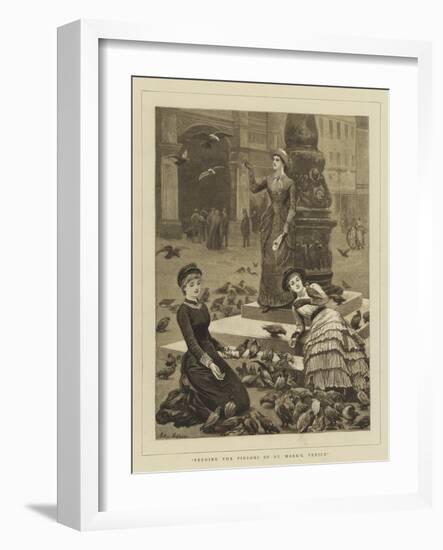 Feeding the Pigeons of St Mark's, Venice-Arthur Hopkins-Framed Giclee Print