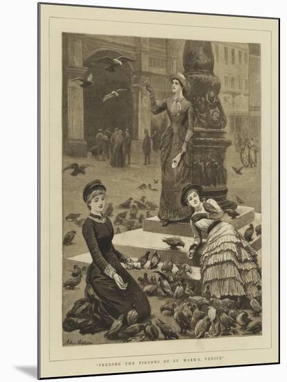 Feeding the Pigeons of St Mark's, Venice-Arthur Hopkins-Mounted Giclee Print