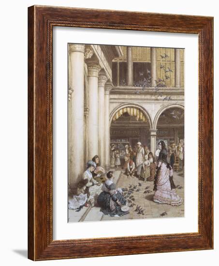 Feeding the Pigeons, Piazza San Marco, Venice-Myles Birket Foster-Framed Giclee Print