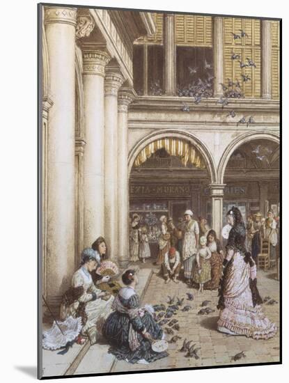 Feeding the Pigeons, Piazza San Marco, Venice-Myles Birket Foster-Mounted Giclee Print