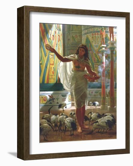 Feeding the Sacred Ibis in the Halls of Karnac-Edward John Poynter-Framed Giclee Print