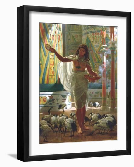 Feeding the Sacred Ibis in the Halls of Karnac-Edward John Poynter-Framed Giclee Print