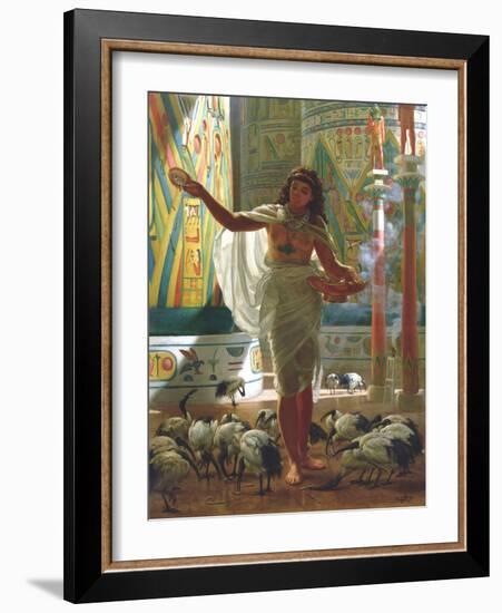 Feeding the Sacred Ibis in the Halls of Karnac-Edward John Poynter-Framed Giclee Print