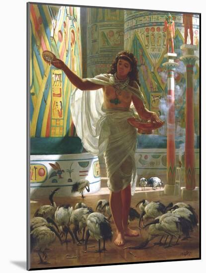 Feeding the Sacred Ibis in the Halls of Karnac-Edward John Poynter-Mounted Giclee Print