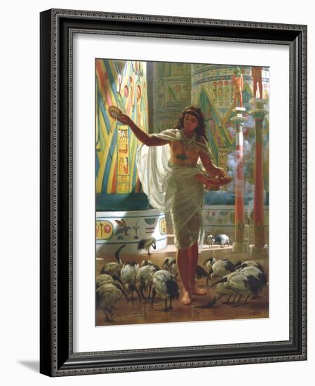 Feeding the Sacred Ibis in the Halls of Karnac-Edward John Poynter-Framed Giclee Print