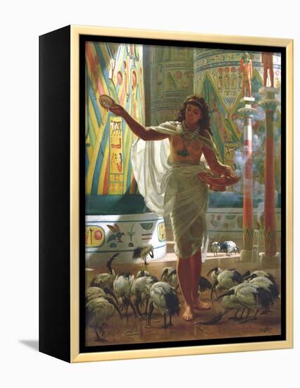 Feeding the Sacred Ibis in the Halls of Karnac-Edward John Poynter-Framed Premier Image Canvas