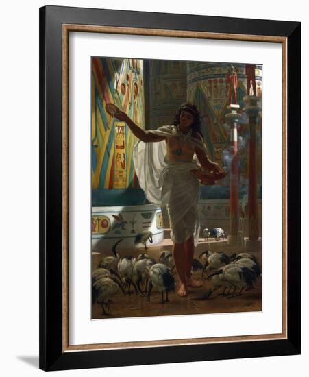 Feeding the Sacred Ibis in the Halls of Karnak Par Poynter, Edward John (1836-1919), 1871 - Oil on-Edward John Poynter-Framed Giclee Print