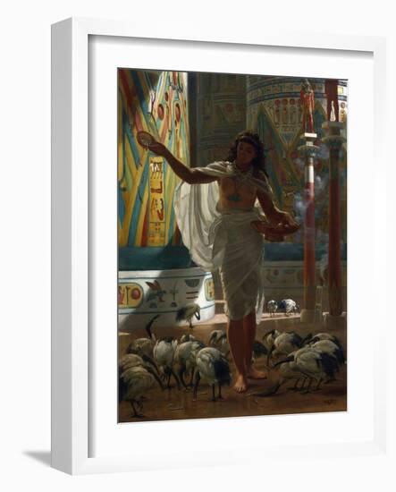 Feeding the Sacred Ibis in the Halls of Karnak Par Poynter, Edward John (1836-1919), 1871 - Oil on-Edward John Poynter-Framed Giclee Print