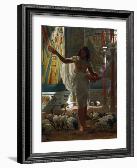 Feeding the Sacred Ibis in the Halls of Karnak Par Poynter, Edward John (1836-1919), 1871 - Oil on-Edward John Poynter-Framed Giclee Print