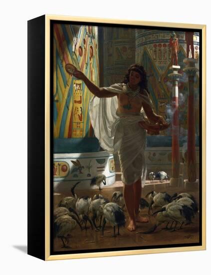 Feeding the Sacred Ibis in the Halls of Karnak Par Poynter, Edward John (1836-1919), 1871 - Oil on-Edward John Poynter-Framed Premier Image Canvas