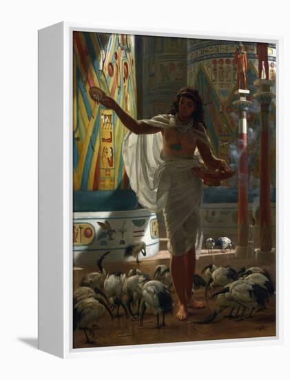 Feeding the Sacred Ibis in the Halls of Karnak Par Poynter, Edward John (1836-1919), 1871 - Oil on-Edward John Poynter-Framed Premier Image Canvas