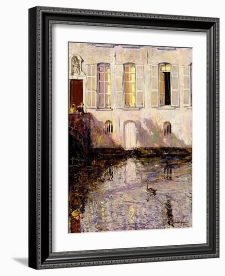 Feeding the Swans, Bruges, 1921-Alexander Jamieson-Framed Giclee Print